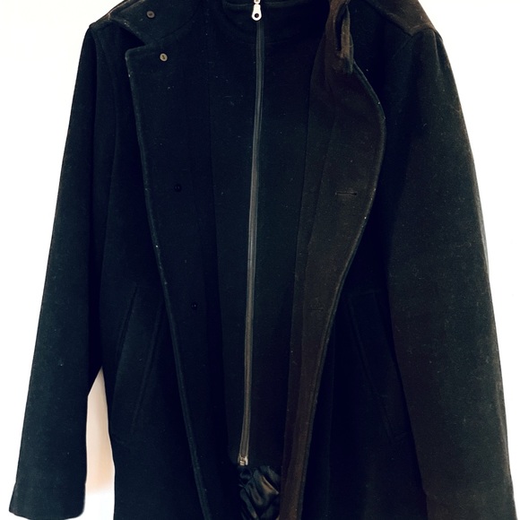 Black Men’s Wool Pea Coat - Picture 2 of 5
